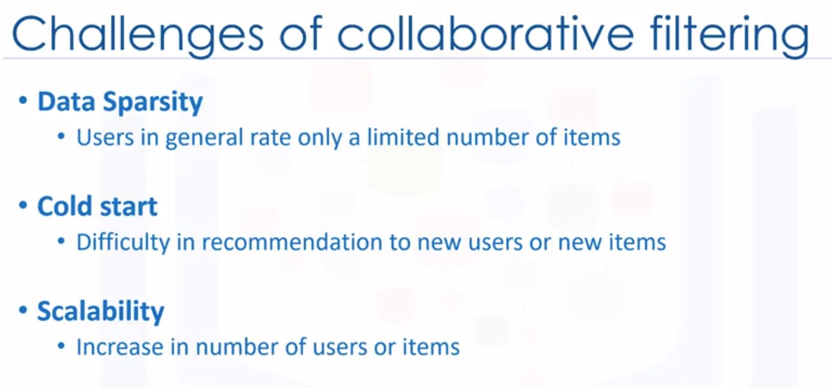 Challenge of collaborative filtering